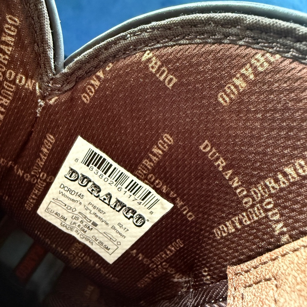 Durango Brown Heeled Boots with Embroidered Details - Picture 3 of 8